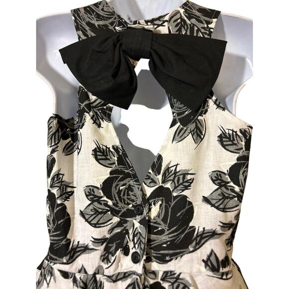 Vtg Italian Dressing Square Peplum, Blk/Wht Cocktail Dress, 40s inspired USA 5/6 - Picture 4 of 9